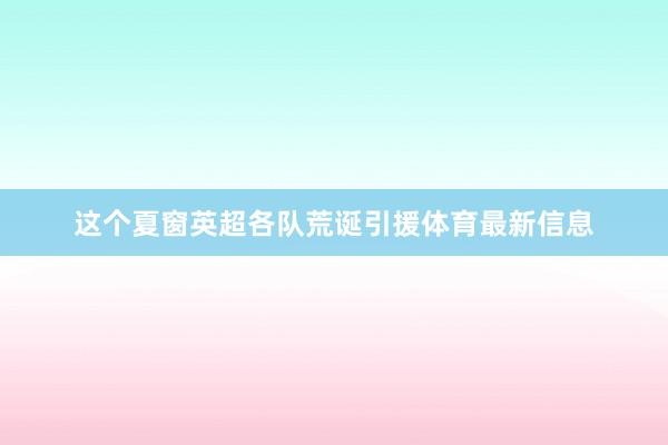这个夏窗英超各队荒诞引援体育最新信息