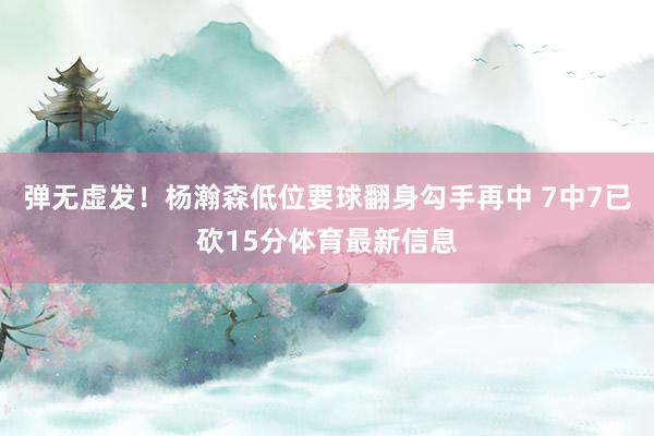 弹无虚发！杨瀚森低位要球翻身勾手再中 7中7已砍15分体育最新信息